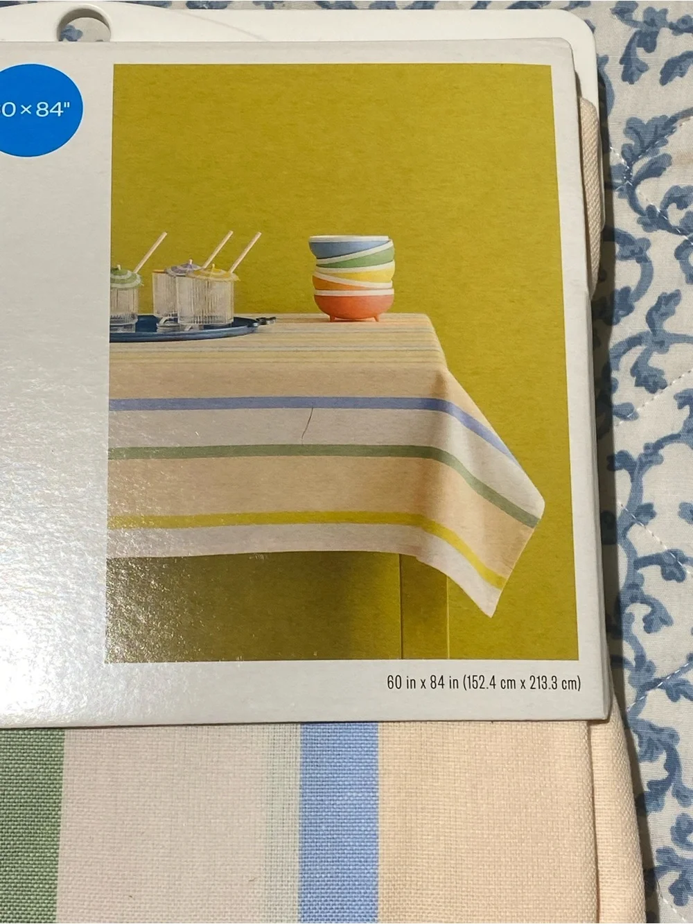 Target Pastel Stripe Rectangular Tablecloth - Blue, Green, Yellow, Cream